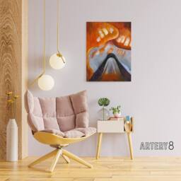 "Artery8 Mountain & Sky Abstract Landscape Dove Canvas Wall Art - Size: W18"" x H24""" - thumbnail 3