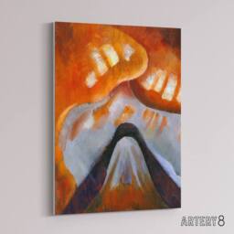 "Artery8 Mountain & Sky Abstract Landscape Dove Canvas Wall Art - Size: W18"" x H24""" - thumbnail 2