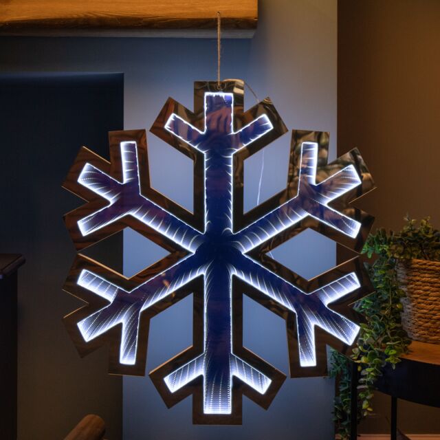 Samuel Alexander 60cm LED Infinity Christmas Light Hanging Snowflake Decoration in Bright White - image 1