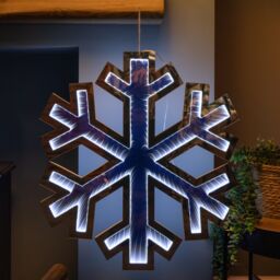 Samuel Alexander 60cm LED Infinity Christmas Light Hanging Snowflake Decoration in Bright White - thumbnail 1