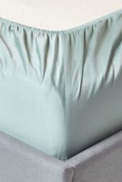 Homescapes Sateen Cotton Fitted Sheet 12 inch 400 Thread Count in Duck Egg Blue - Size: King Fitted - thumbnail 2