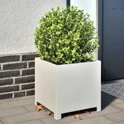 Berkfield Home Garden Planters 2 pcs White 40x40x40 cm Steel - Size: 40 x 40 x 40 cm - thumbnail 2