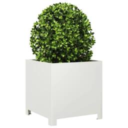 Berkfield Home Garden Planters 2 pcs White 40x40x40 cm Steel - Size: 40 x 40 x 40 cm - thumbnail 4