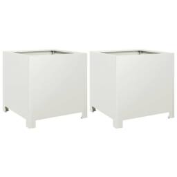 Berkfield Home Garden Planters 2 pcs White 40x40x40 cm Steel - Size: 40 x 40 x 40 cm - thumbnail 3