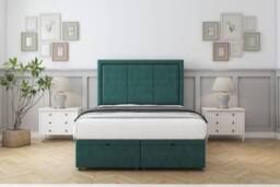 "Comfort Beds Savoy Plush Ottoman Bed Base-26"" Strutted Headboard in Emerald - Size: Small Single" - thumbnail 1