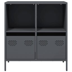 Berkfield Home Sideboard Anthracite 68x39x73.5 cm Cold-rolled Steel in Black - thumbnail 4