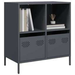 Berkfield Home Sideboard Anthracite 68x39x73.5 cm Cold-rolled Steel in Black - thumbnail 1