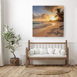 "Warren Reed - Designer Sunrise In Paradise Canvas - Size: W30"" x H30""" - thumbnail 1