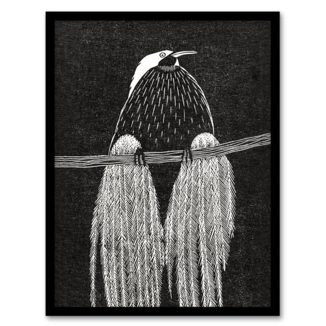 Artery8 Samuel J De Mesquita Framed Wall Art Print Stylised Bird of Paradise in White - Size: A4 - image 1