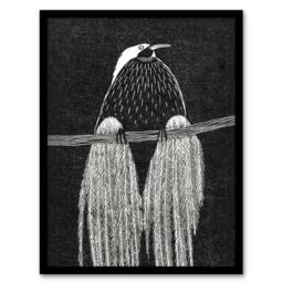 Artery8 Samuel J De Mesquita Framed Wall Art Print Stylised Bird of Paradise in White - Size: A4 - thumbnail 1