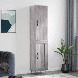 Berkfield Home Highboard Grey Sonoma 34.5x34x180 cm Engineered Wood - thumbnail 2