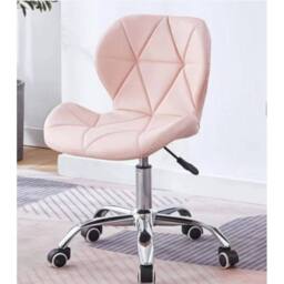 KORVIXA Pink Cushioned Computer Desk Office Chair with Chrome Legs - Size: 100 cm x 100 cm - thumbnail 3