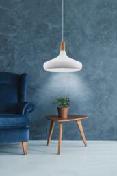 Eglo Sabinar White Metal/Wood Single Pendant Light - thumbnail 3
