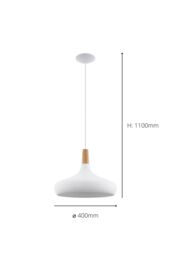Eglo Sabinar White Metal/Wood Single Pendant Light - thumbnail 6
