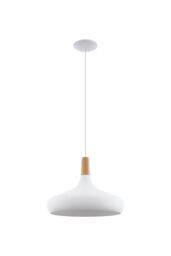 Eglo Sabinar White Metal/Wood Single Pendant Light - thumbnail 5