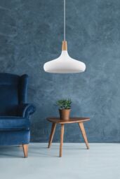Eglo Sabinar White Metal/Wood Single Pendant Light - thumbnail 2