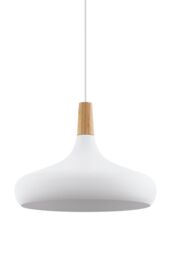 Eglo Sabinar White Metal/Wood Single Pendant Light - thumbnail 4