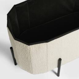 OHS Boucle Large Oval Ottoman Storage Box Footstool Bench with Legs in Cream - thumbnail 5
