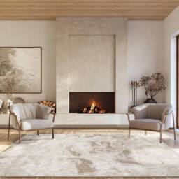 Desire Rugs Elysium Modern Abstract Living Room Area Rug Metallic Sheen- Nebula in Light Beige - Size: 200 cm x 290 cm