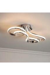 Netlighting Aria Integrated LED Semi Flush Chrome Effect Plate & Matt White Silicone 1 Light Dimmable IP20 in Grey - thumbnail 2