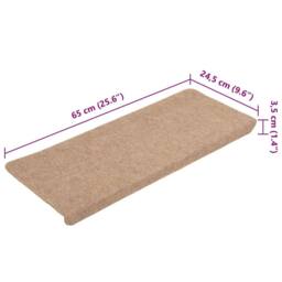 Berkfield Home Stair Mats Self-adhesive 15 pcs 65x24.5x3.5 cm Beige - Size: Medium - thumbnail 9