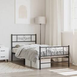 Berkfield Home Metal Bed Frame with Headboard & Footboard Black 100x200 cm - thumbnail 1