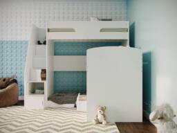 Flair Oscar Staircase Triple Bunk Bed with Storage in White - Size: Single - thumbnail 9