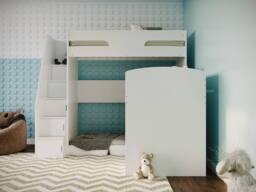 Flair Oscar Staircase Triple Bunk Bed with Storage in White - Size: Single - thumbnail 8