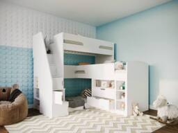 Flair Oscar Staircase Triple Bunk Bed with Storage in White - Size: Single - thumbnail 3
