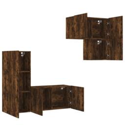Berkfield Home Versatile 4 Piece TV Wall Units Smoked Oak Engineered Wood in Brown - thumbnail 4