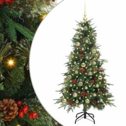 Berkfield Home Elegant Artificial Hinged Christmas Tree Green 150 cm PE & PVC - thumbnail 3
