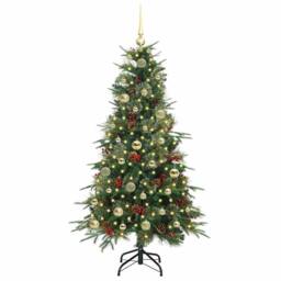 Berkfield Home Elegant Artificial Hinged Christmas Tree Green 150 cm PE & PVC - thumbnail 1