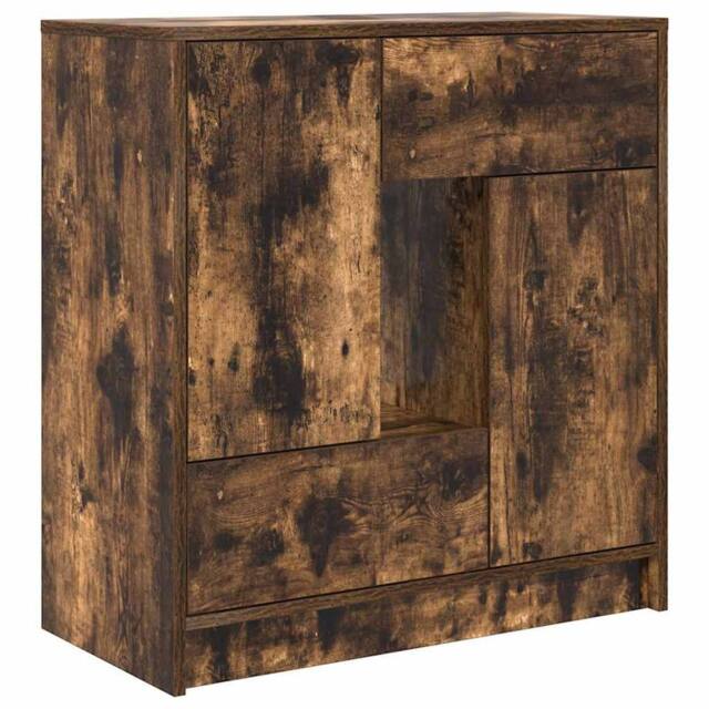 Berkfield Home Sideboard with Drawers & Doors Smoked Oak 70.5x34x74.5 cm in Brown - image 1