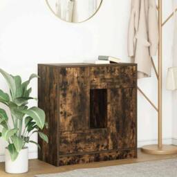 Berkfield Home Sideboard with Drawers & Doors Smoked Oak 70.5x34x74.5 cm in Brown - thumbnail 2