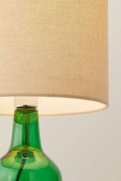 ValueLights Aida Natural Linen Tall Lamp Shade Bright Bubble Glass Table Lamp in Bright Green - thumbnail 4