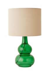 ValueLights Aida Natural Linen Tall Lamp Shade Bright Bubble Glass Table Lamp in Bright Green - thumbnail 6