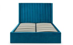 Ashfield Teal Scalloped Premium Velvet Ottoman Bed - King in Grey - thumbnail 5