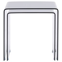 Wyld and Coco Nest of 2 Black Tempered Glass Side Tables - Rectangular Minimalist - thumbnail 5