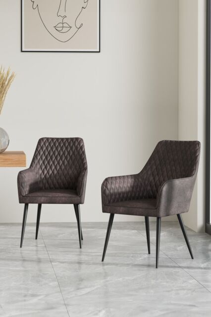 More4Homes Set Of 8 Ella Technology Fabric Dining Chair in Brown - image 1