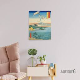 "Artery8 Waka No Ura Kii Province Canvas Japanese Wall Art in Blue - Size: W18"" x H24""" - thumbnail 3