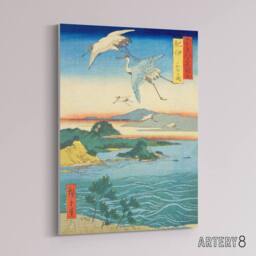 "Artery8 Waka No Ura Kii Province Canvas Japanese Wall Art in Blue - Size: W18"" x H24""" - thumbnail 2