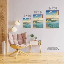 "Artery8 Waka No Ura Kii Province Canvas Japanese Wall Art in Blue - Size: W18"" x H24""" - thumbnail 4