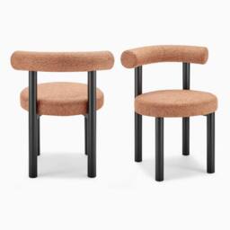 FurnitureboxUK 2x Isola Terracotta Orange Fabric Dining Chairs Black Legs - thumbnail 6