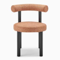 FurnitureboxUK 2x Isola Terracotta Orange Fabric Dining Chairs Black Legs - thumbnail 7