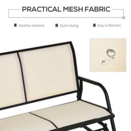 OUTSUNNY 2-Person Patio Glider Bench Gliding Chair Loveseat w/ Armrest in Cream - thumbnail 6