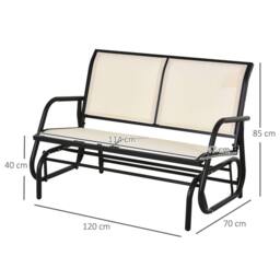 OUTSUNNY 2-Person Patio Glider Bench Gliding Chair Loveseat w/ Armrest in Cream - thumbnail 3