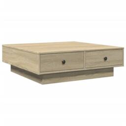 Berkfield Home Durable Coffee Table Sonoma Oak 90x90x28 cm Engineered Wood in Light Tan - Size: 90 x 90 x 28 cm - thumbnail 3
