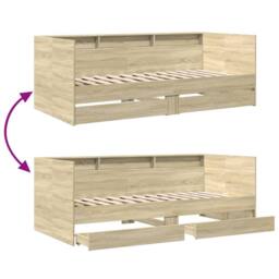 Berkfield Home Daybed with Drawers without Mattress Sonoma Oak 90x190 cm Single in Light Tan - thumbnail 8