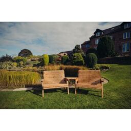Churnet Valley Garden Furniture Ltd Valley 2 Bench Set Angled Tray - Fully Assembled - Set of Cushions Inc in Brown - thumbnail 3