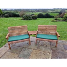 Churnet Valley Garden Furniture Ltd Valley 2 Bench Set Angled Tray - Fully Assembled - Set of Cushions Inc in Brown - thumbnail 4